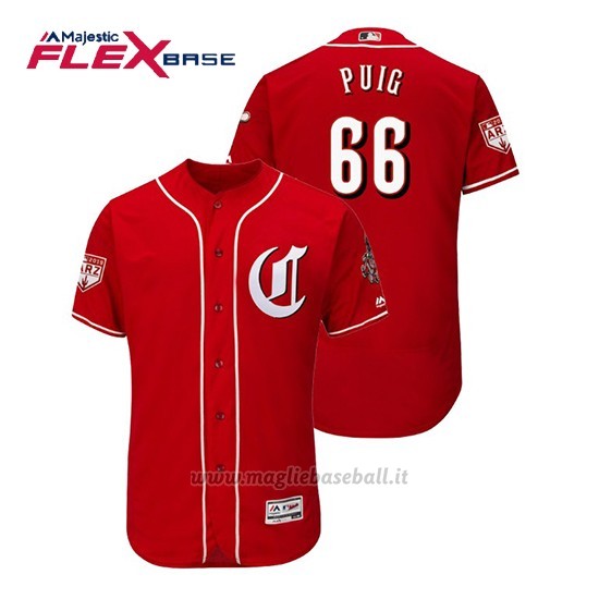 Maglia Baseball Uomo Cincinnati Reds Yasiel Puig Flex Base Entrenamiento De Primavera 2019 Rosso